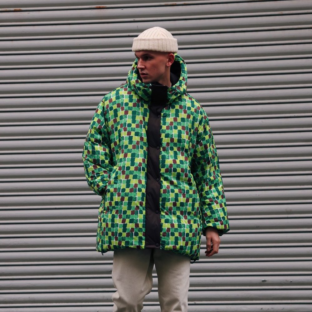 UNIQLO Down Oversized Hooded Coat (Printed, MARNI) XL new with tag nwt green - Picture 6 of 13